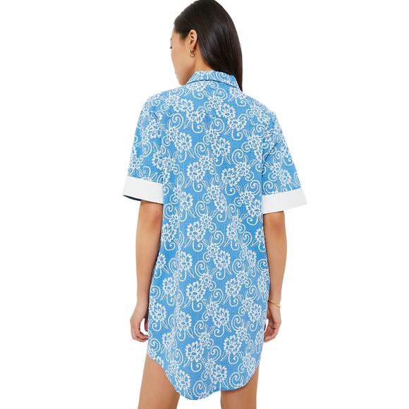 New Tuckernuck Riviera Painted Chintz Aurora Blue Floral Dress Retro Mod XL NWT - Picture 3 of 16